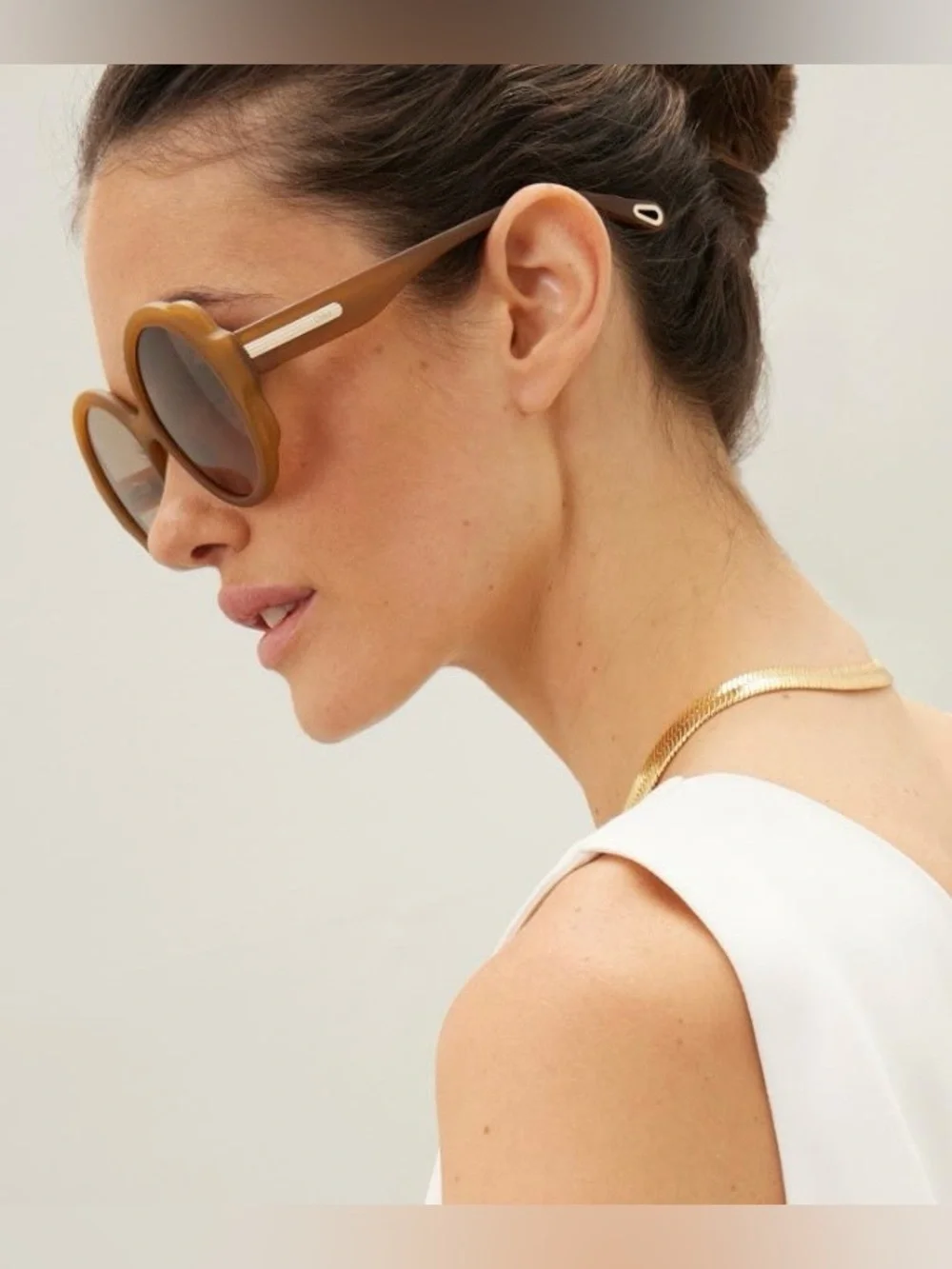 Chloé Mirtha CH0120S Oversized Round Sunglasses Brown Yellow Acetate $340 - Picture 2 of 10
